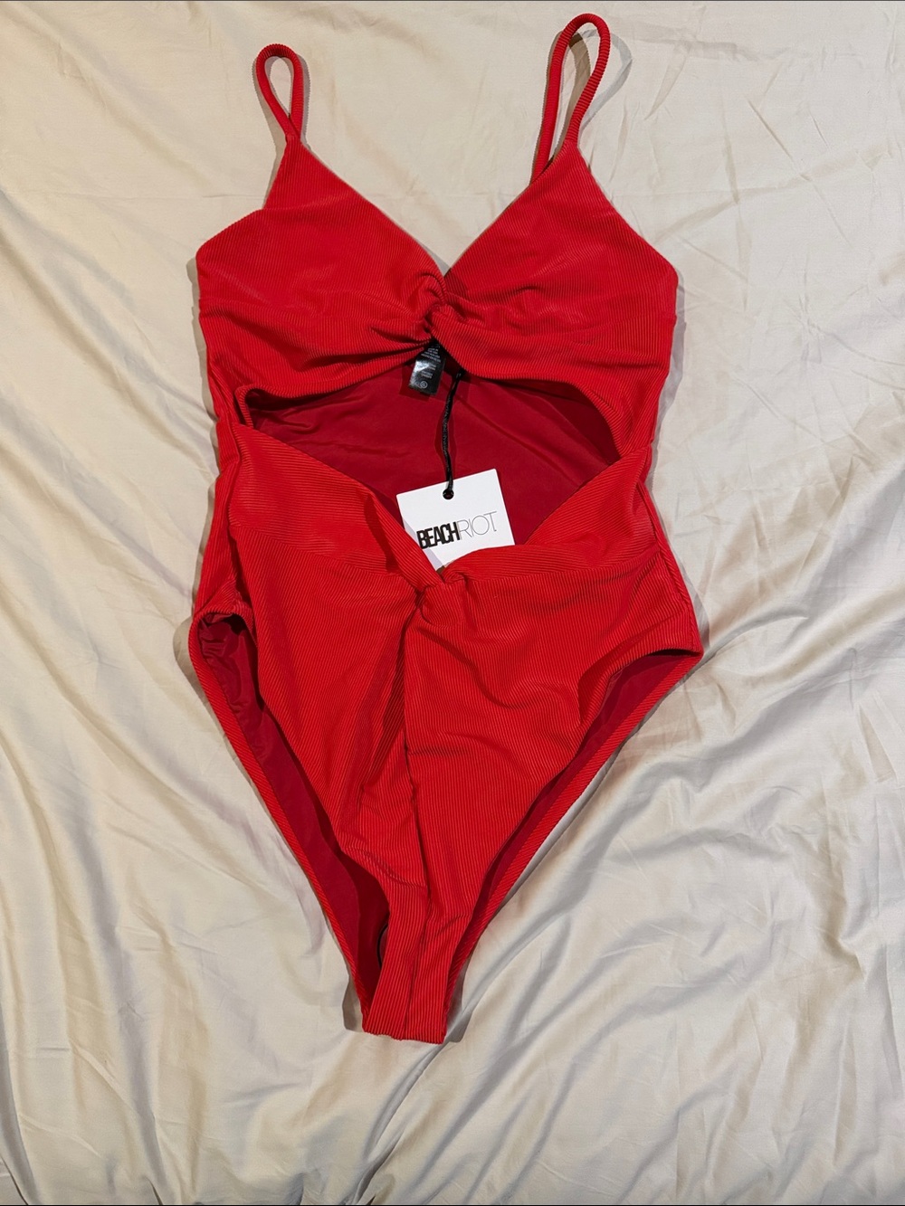 Beach Riot Red One-Piece Swimsuit with Front Knot